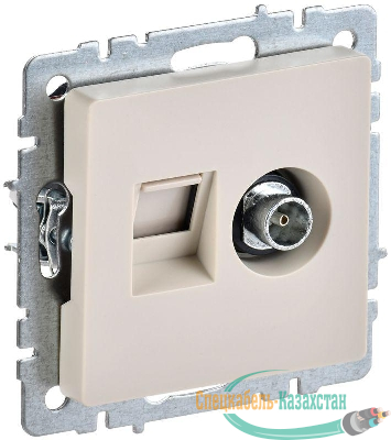 Розетка компьютерная + телевизионная 2-м Brite РТВ/РК12-БрКр RJ45 кат.5E + TV механизм беж. IEK BR-AK20-1-K10