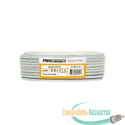 Кабель коаксиальный SAT 703B 75Ом CCS/Al/Al 75% бел. (уп.20м) PROCONNECT 01-2431-2-20