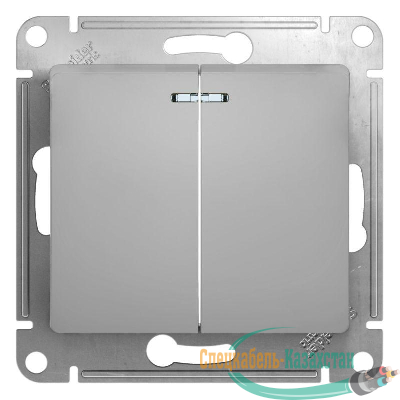 Механизм выключателя 2-кл. СП GLOSSA 10А IP20 10AX с подсветкой алюм. SchE GSL000353