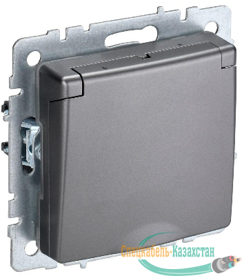 Розетка BRITE РСбш10-3-БрС 16А IP20 с заземл. защ. шторки с крышкой механизм сталь IEK BR-R16-16-K46