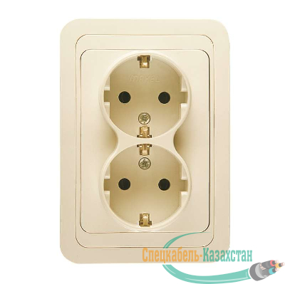 Розетка 2-м СП Mimoza 16А IP20 с заземл. крем/крем Makel 25082