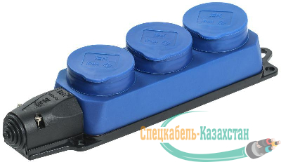 Розетка 3-м ОМЕГА РБ33-1-0м IP44 каучук син. ИЭК PKR61-016-2-K07