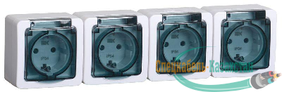 Розетка 4-м ОП Гермес Plus РСб24-3-ГПБд с защ. крышкой с заземл. IP54 ИЭК ERMP42-K03-16-54-EC