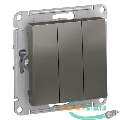 Выключатель 3-кл. СП AtlasDesign 10А IP20 (сх. 1+1+1) 10AX механизм сталь SE ATN000931