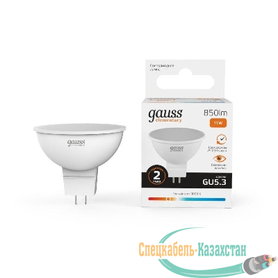 Лампа светодиодная Elementary 11Вт MR16 софит 3000К тепл. бел. GU5.3 850лм GAUSS 13511