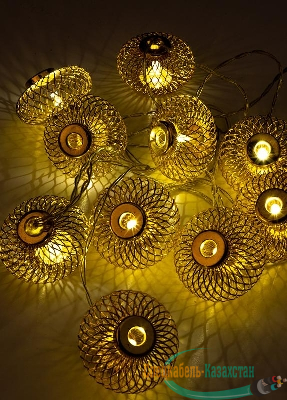 Гирлянда светодиодная "Фонарики" золото 5х3см 10LED тепл. бел. 1.8+0.3м КОСМОС KOC_GIR-B121