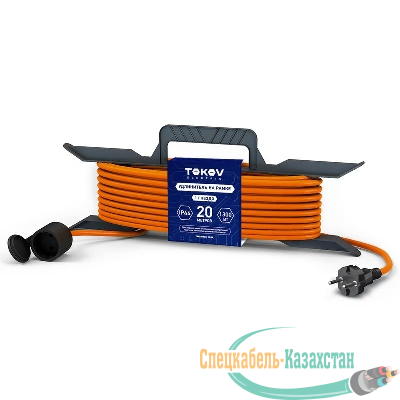 Удлинитель-шнур на рамке 1х20м без заземл. 6А IP44 2х0.75 с защ. крышкой TOKOV ELECTRIC TKE-SR20-075