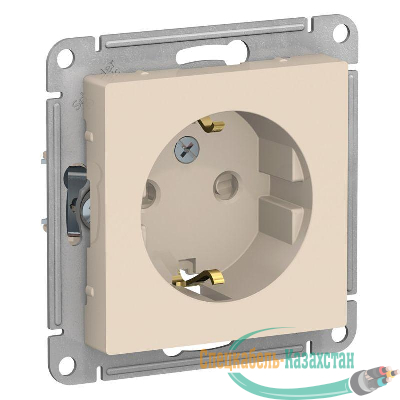 Механизм розетки 1-м СП ATLAS DESIGN с заземл. защ. шторки 16А беж. SchE ATN000245