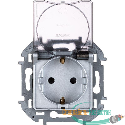 Розетка 1-м СП Inspiria 16А IP44 250В 2P+E защ. шторки с крышкой немецк. стандарт механизм алюм. Leg 673742