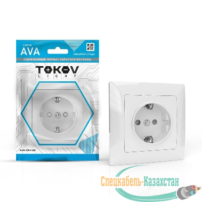 Розетка 1-м СП AVA 16А IP20 с заземл. защ. шторки в сборе бел. TOKOV LIGHT TKL-AV-R1FZSF-C01