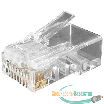 Разъем PLUG-8P8C-U-C6-100 RJ45 (8P8C) под витую пару кат.6 (50/50микродюйм) универс. (для ож и мж кабеля) (уп.100шт) Hyperline 49367