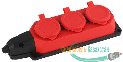 Колодка удлинителя 3-м с заземл. 16А IP44 K-3e-RED-IP44 каучук красн. Эра Б0044552