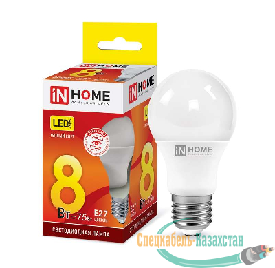 Лампа светодиодная LED-A60-VC 8Вт 230В E27 3000К 720Лм IN HOME 4690612024004